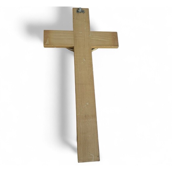 Vintage Wooden 12" Wall Cross Crucifix Holy Religious Jesus - Picture 3 of 6